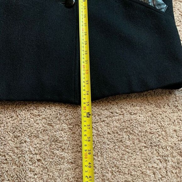 Vintage Black 80s Wool Leather Patch Bomber Western Coat Medium Large - Picture 8 of 8